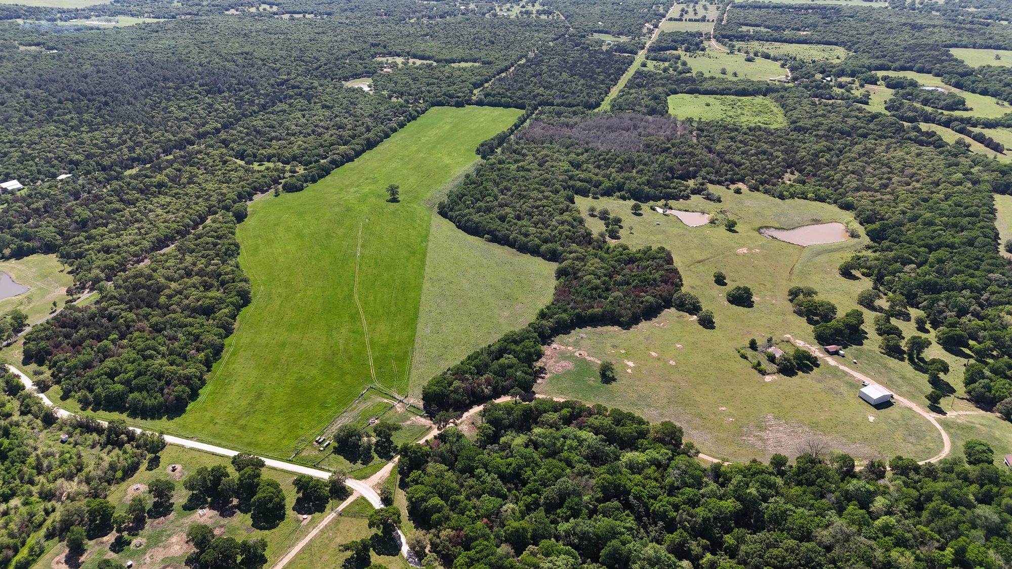 Aerial view of Texas ranch land
